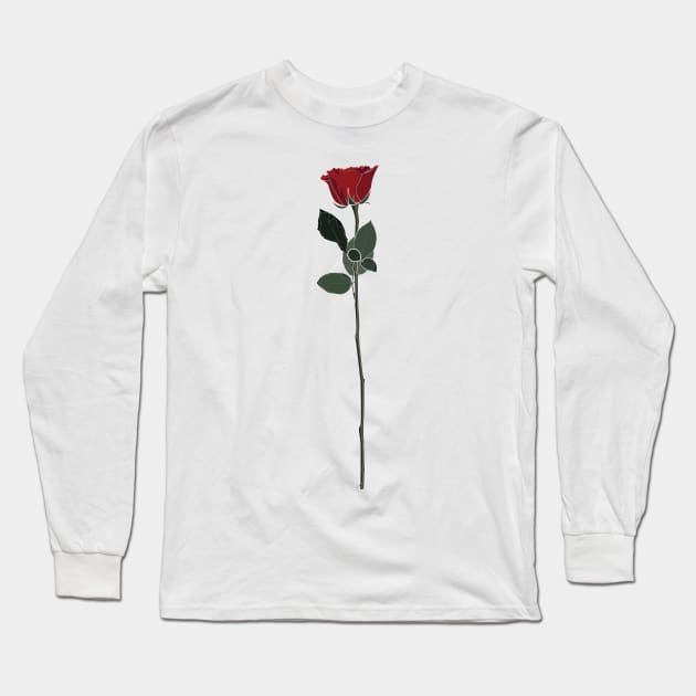 Flora Vignette : Red Rose Long Sleeve T-Shirt by Crafting Yellow